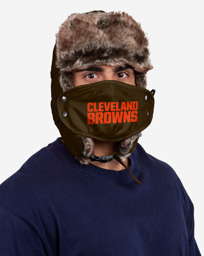 Cleveland Browns NFL Big Logo Trapper Hat With Face Cover FOCO - FOCO.com