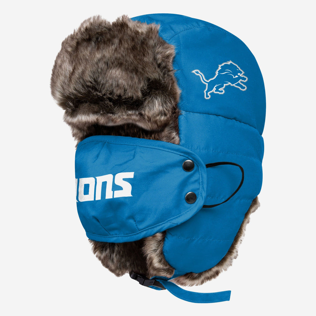 Detroit Lions Big Logo Trapper Hat With Face Cover FOCO - FOCO.com