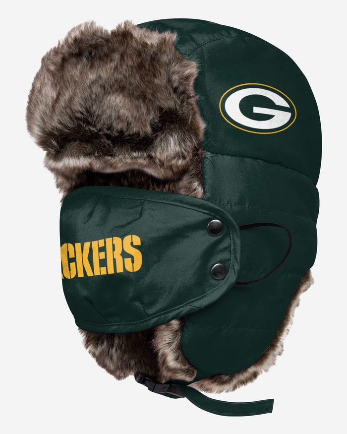 Green Bay Packers Big Logo Trapper Hat With Face Cover FOCO - FOCO.com