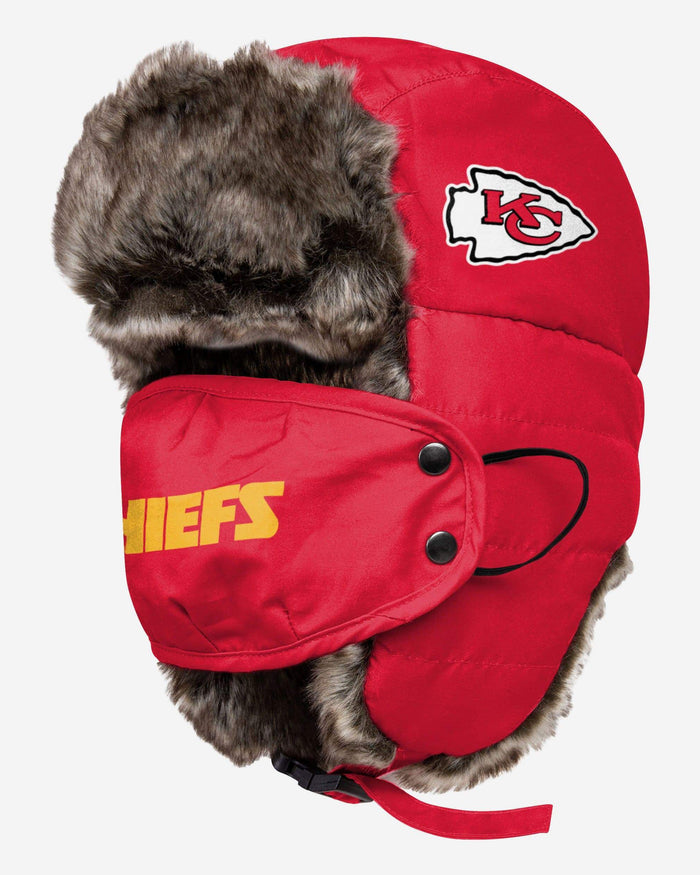 Kansas City Chiefs Big Logo Trapper Hat With Face Cover FOCO - FOCO.com