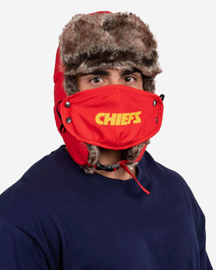 Kansas City Chiefs Big Logo Trapper Hat With Face Cover FOCO - FOCO.com