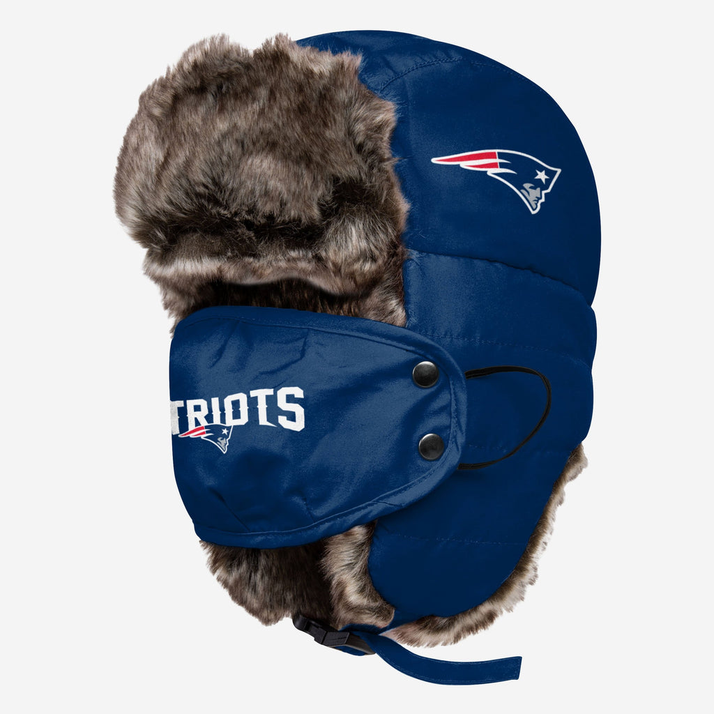New England Patriots NFL Big Logo Trapper Hat With Face Cover FOCO - FOCO.com