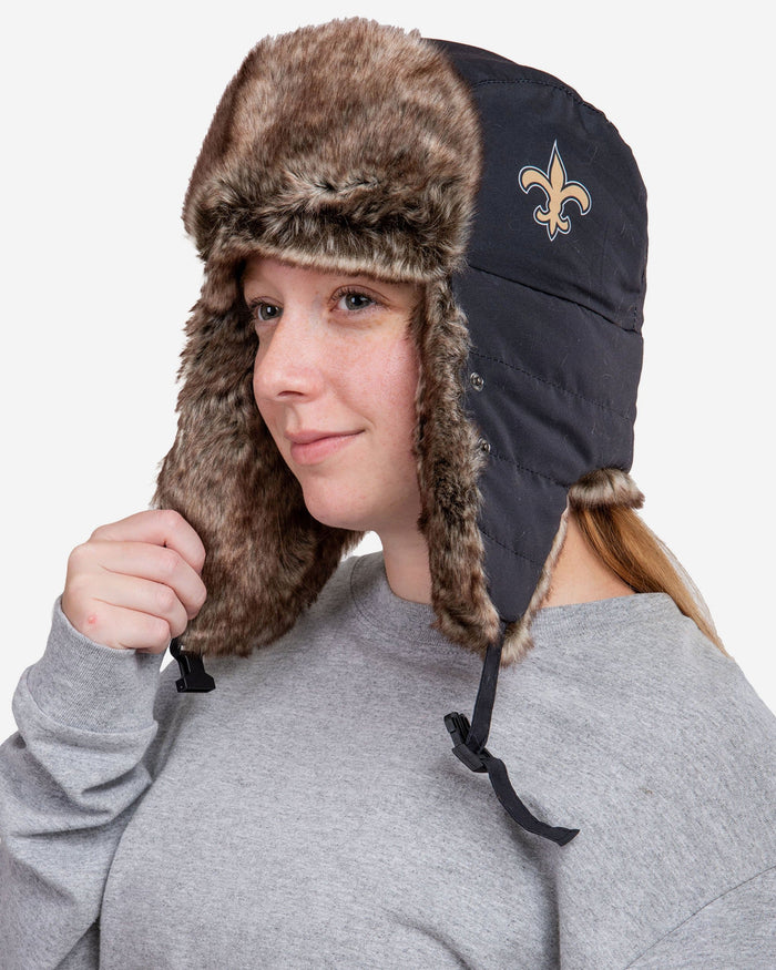 New Orleans Saints Big Logo Trapper Hat With Face Cover FOCO - FOCO.com