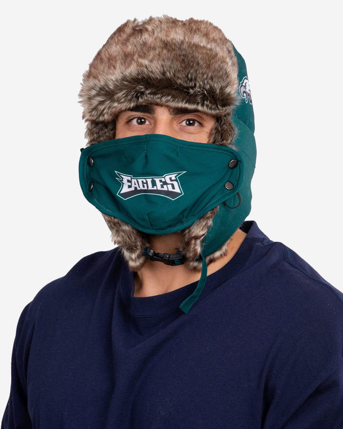 Philadelphia Eagles Big Logo Trapper Hat With Face Cover FOCO - FOCO.com