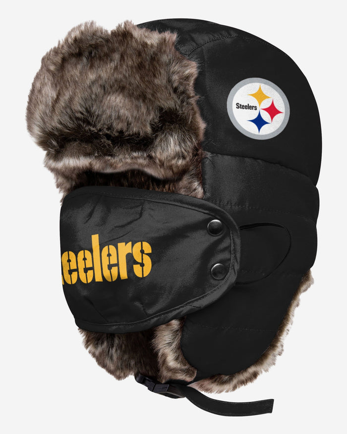 Pittsburgh Steelers Big Logo Trapper Hat With Face Cover FOCO - FOCO.com