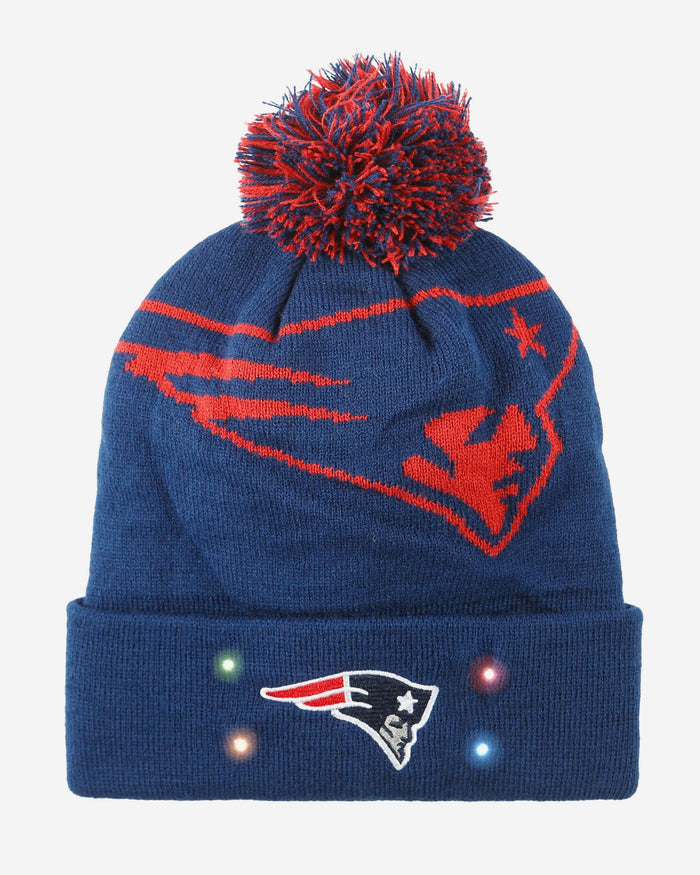New England Patriots Cropped Logo Light Up Knit Beanie FOCO - FOCO.com