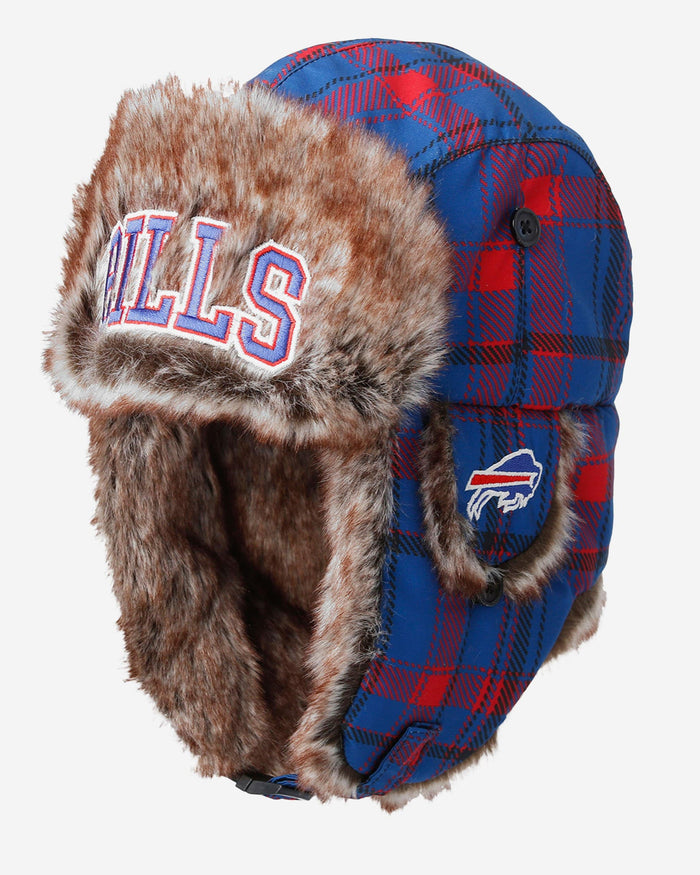 Buffalo Bills NFL Wordmark Flannel Trapper Hat FOCO - FOCO.com