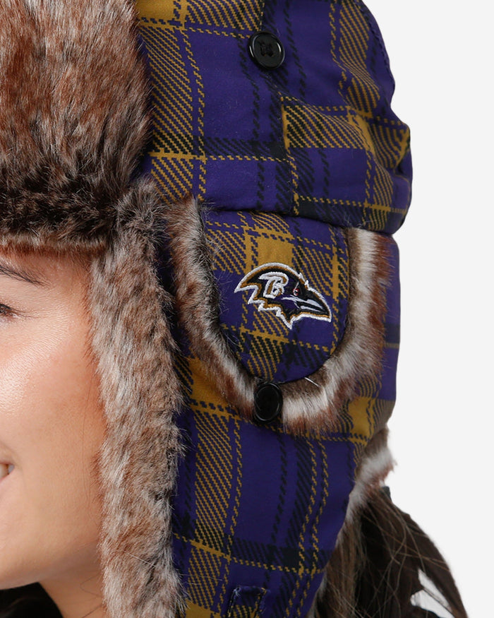 Baltimore Ravens NFL Wordmark Flannel Trapper Hat FOCO - FOCO.com