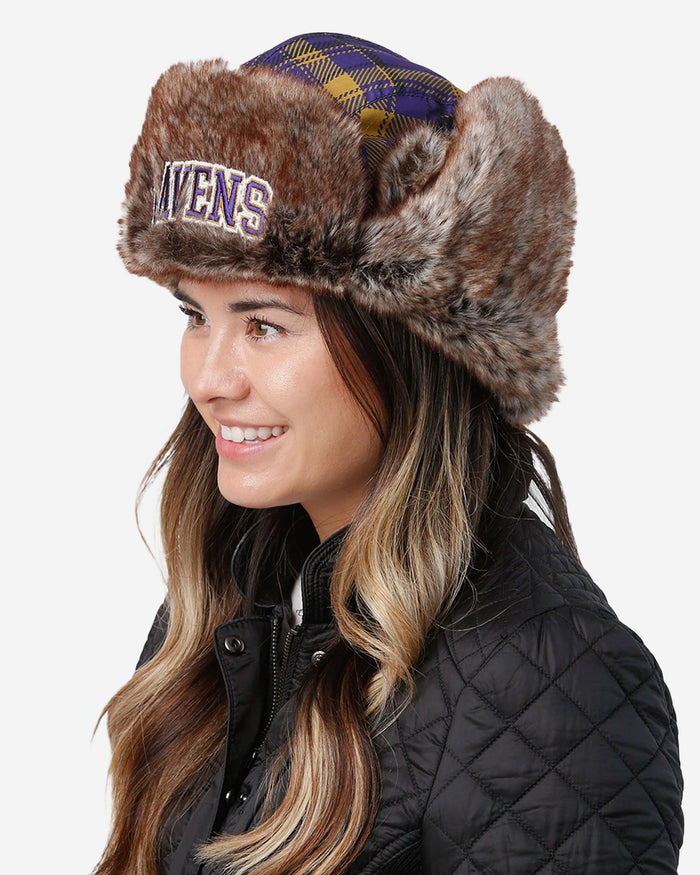 Baltimore Ravens NFL Wordmark Flannel Trapper Hat FOCO - FOCO.com
