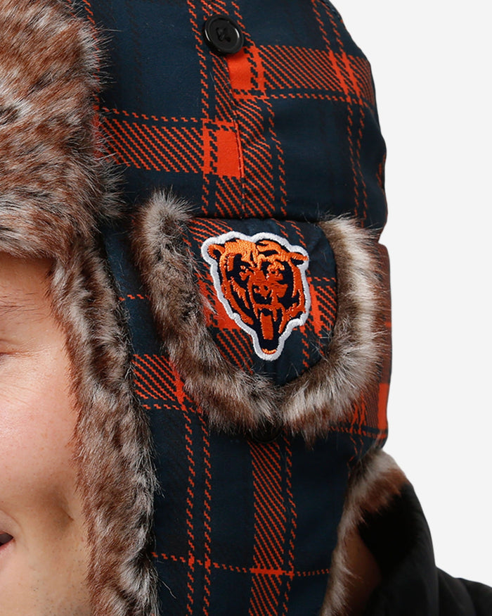 Chicago Bears NFL Wordmark Flannel Trapper Hat FOCO - FOCO.com