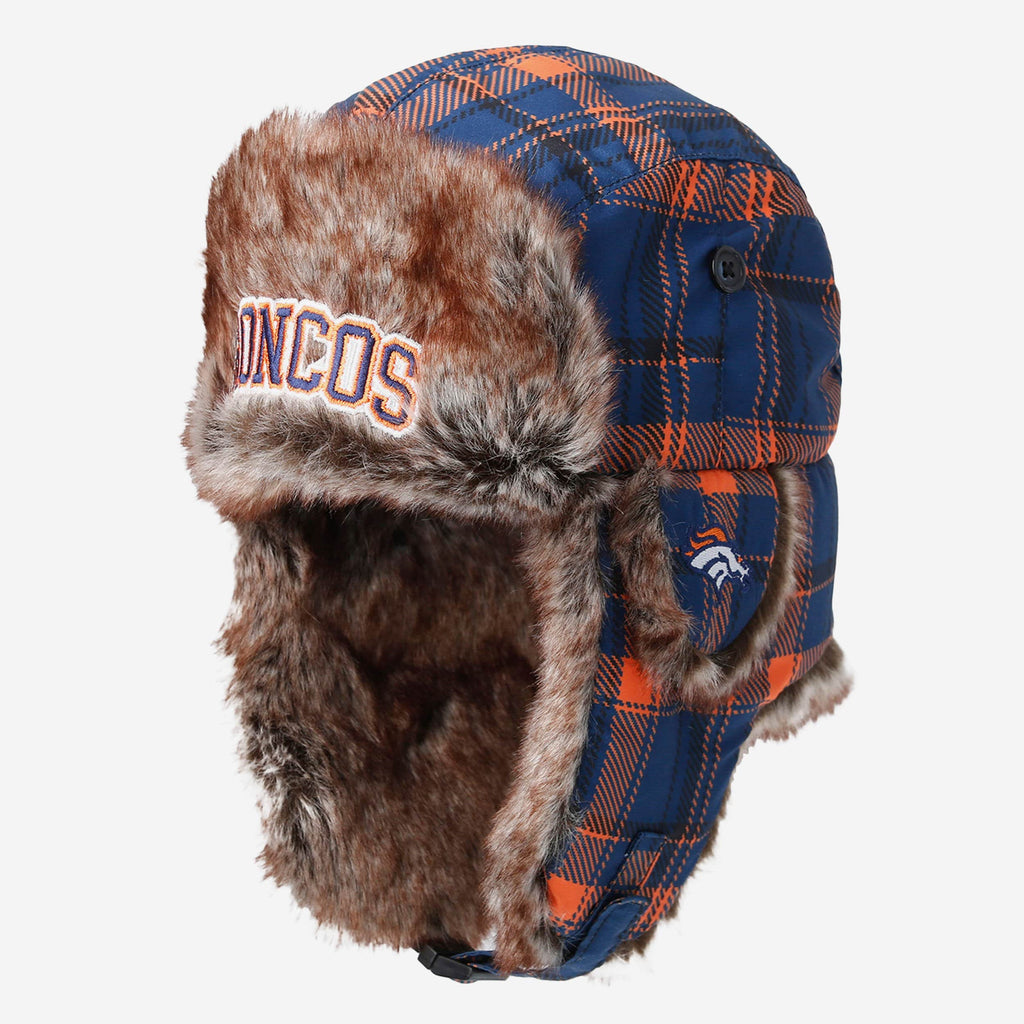 Denver Broncos NFL Wordmark Flannel Trapper Hat FOCO - FOCO.com