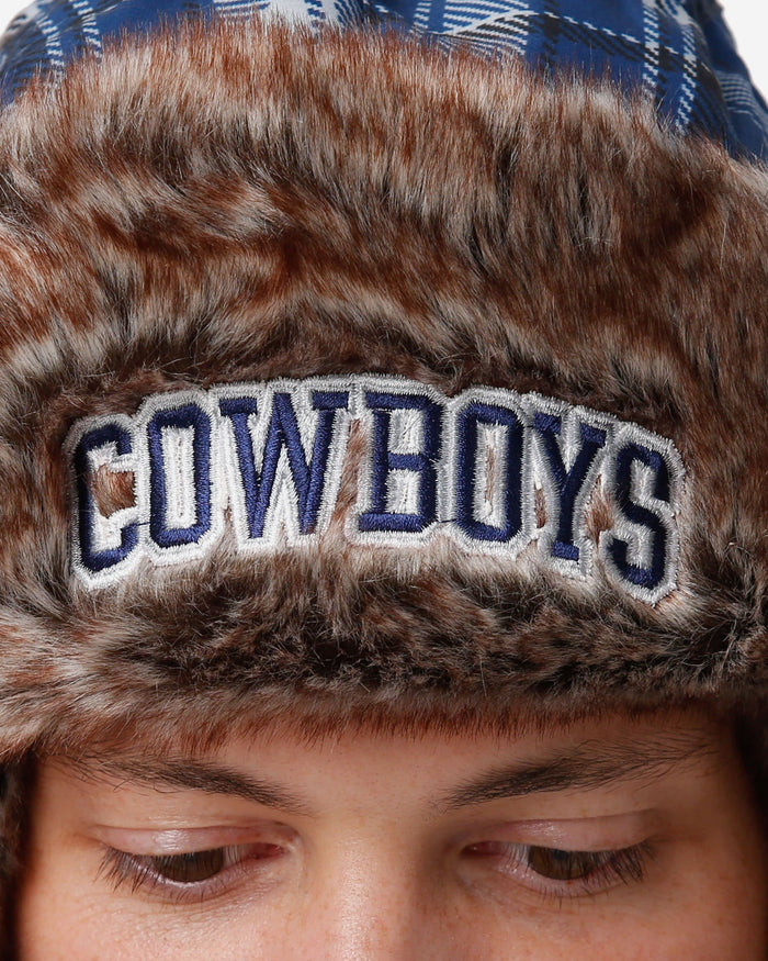 Dallas Cowboys NFL Wordmark Flannel Trapper Hat FOCO - FOCO.com