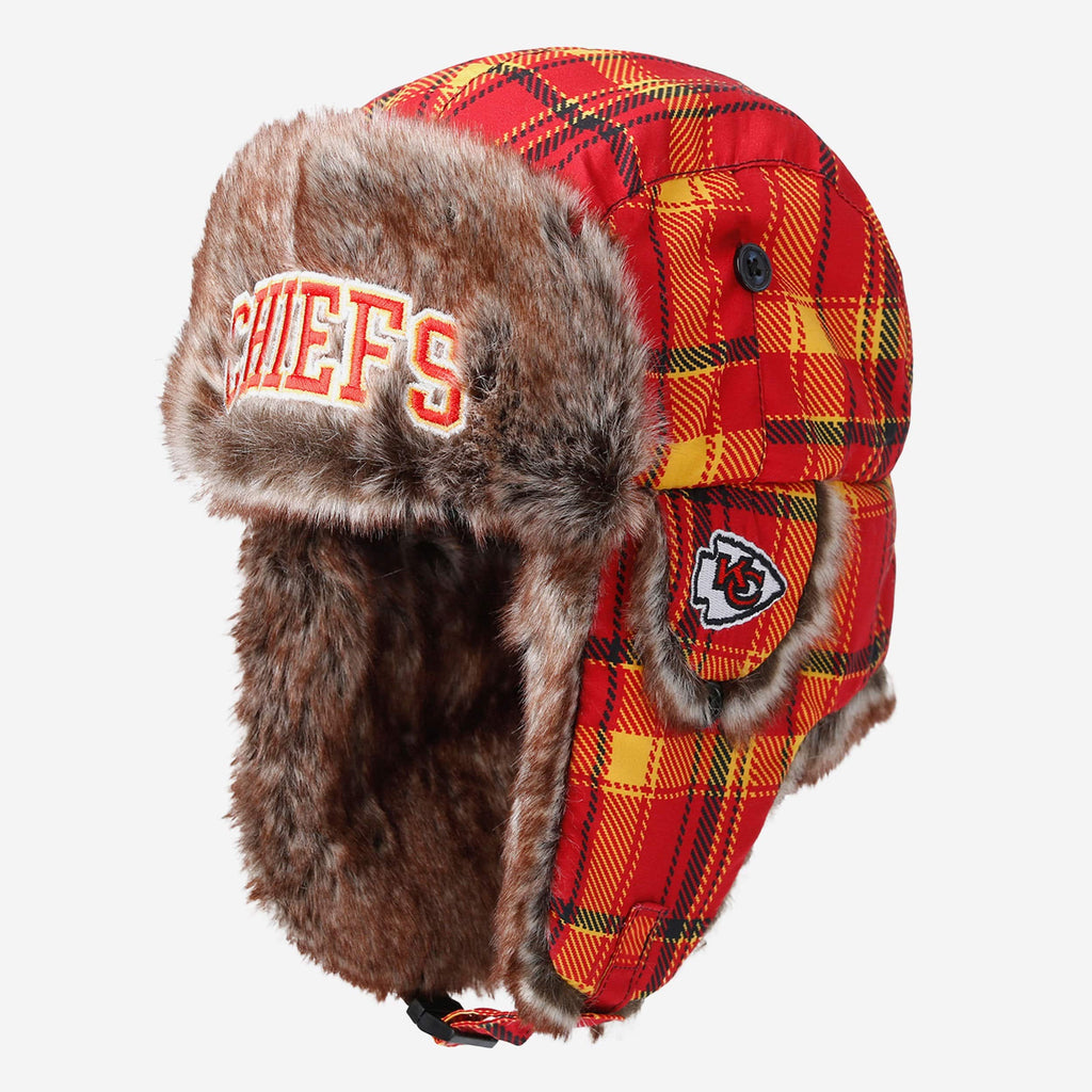 Kansas City Chiefs NFL Wordmark Flannel Trapper Hat FOCO - FOCO.com