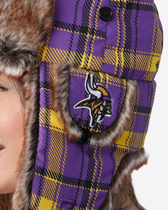 Minnesota Vikings NFL Wordmark Flannel Trapper Hat FOCO - FOCO.com