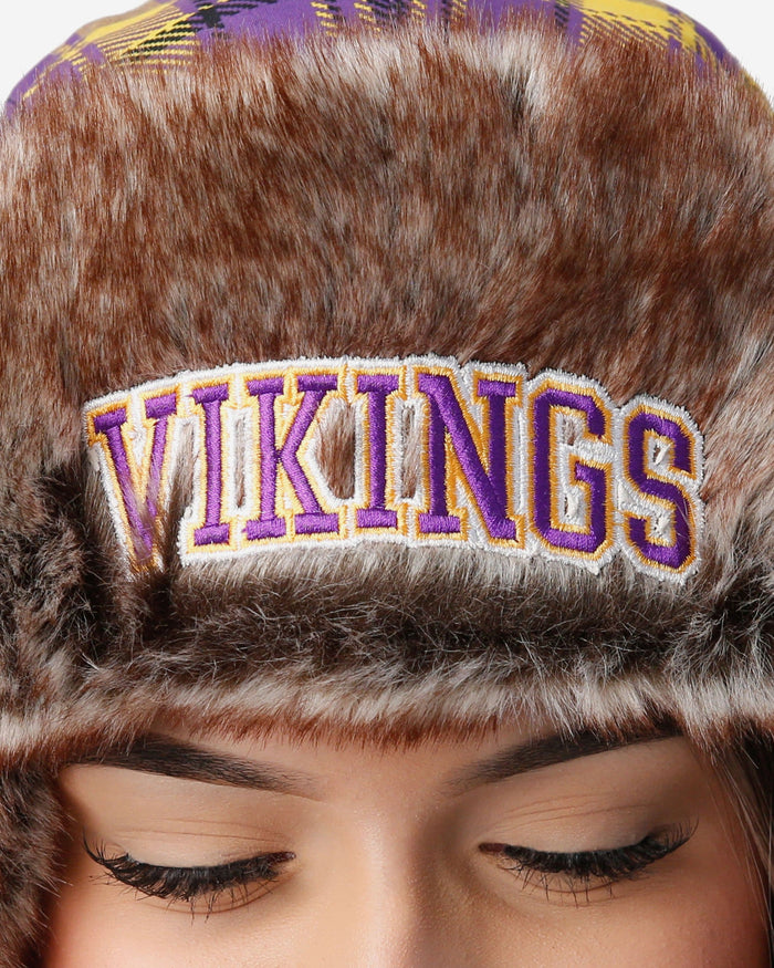 Minnesota Vikings NFL Wordmark Flannel Trapper Hat FOCO - FOCO.com