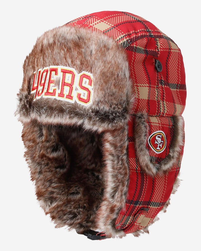 San Francisco 49ers NFL Wordmark Flannel Trapper Hat FOCO - FOCO.com