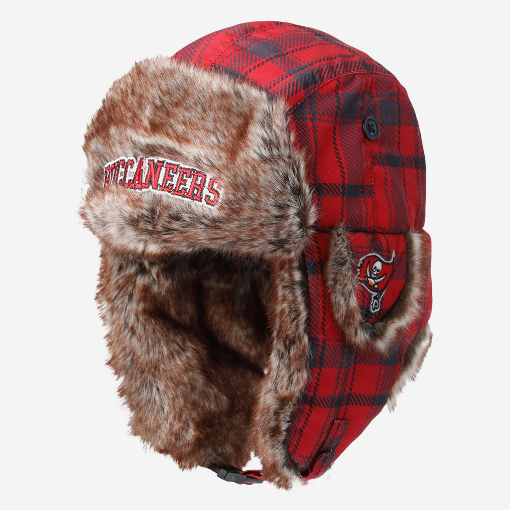 Tampa Bay Buccaneers NFL Wordmark Flannel Trapper Hat FOCO - FOCO.com