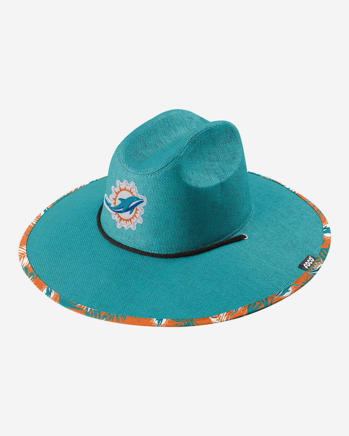 Miami Dolphins Team Color Straw Hat FOCO - FOCO.com