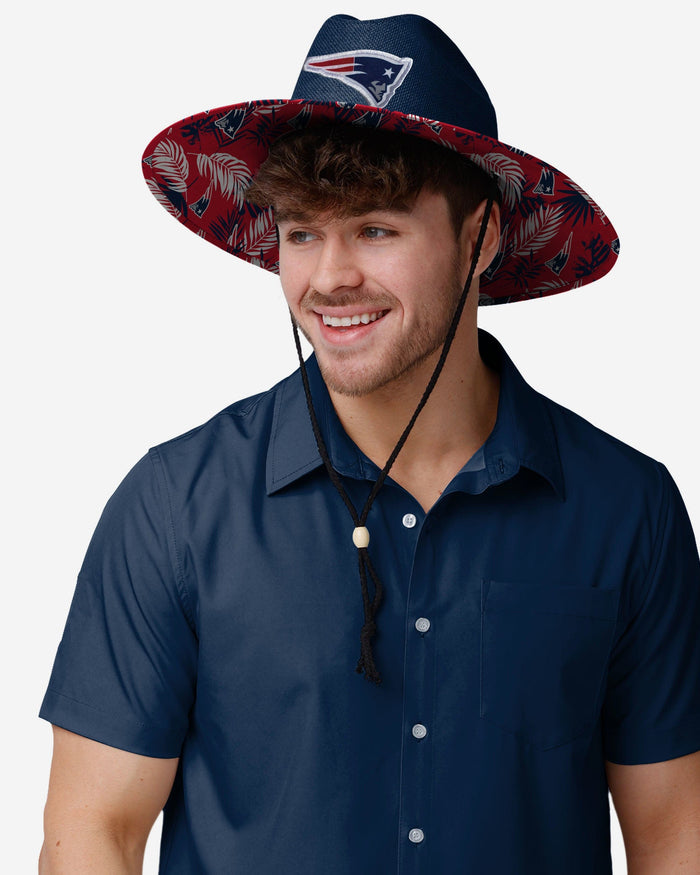 New England Patriots Team Color Straw Hat FOCO - FOCO.com