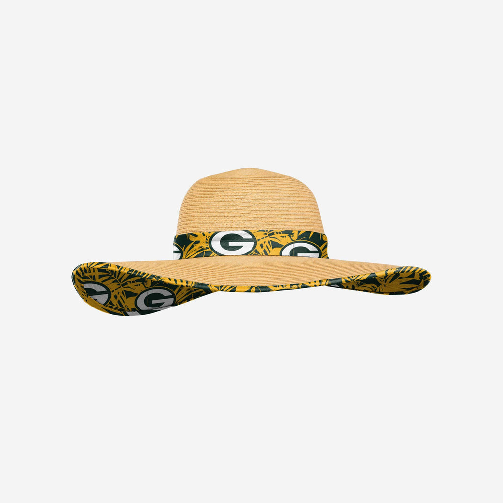 Green Bay Packers Womens Floral Straw Hat FOCO - FOCO.com