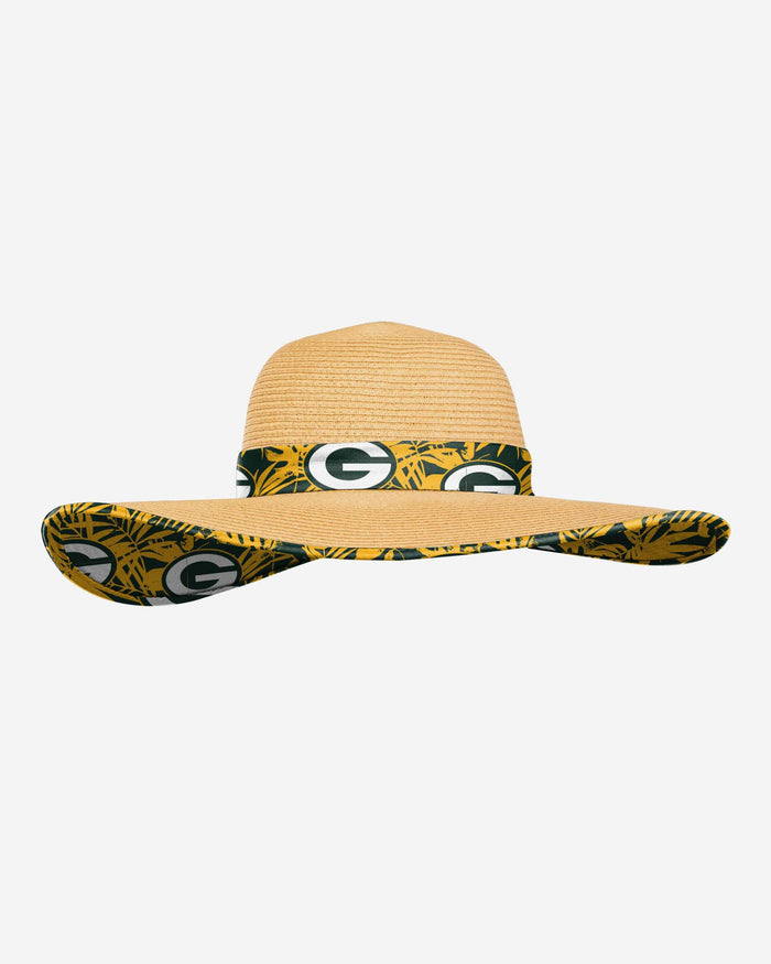 Green Bay Packers Womens Floral Straw Hat FOCO - FOCO.com