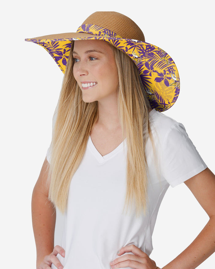 Minnesota Vikings Womens Floral Straw Hat FOCO - FOCO.com