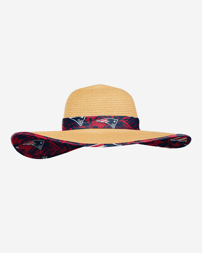 New England Patriots Womens Floral Straw Hat FOCO - FOCO.com