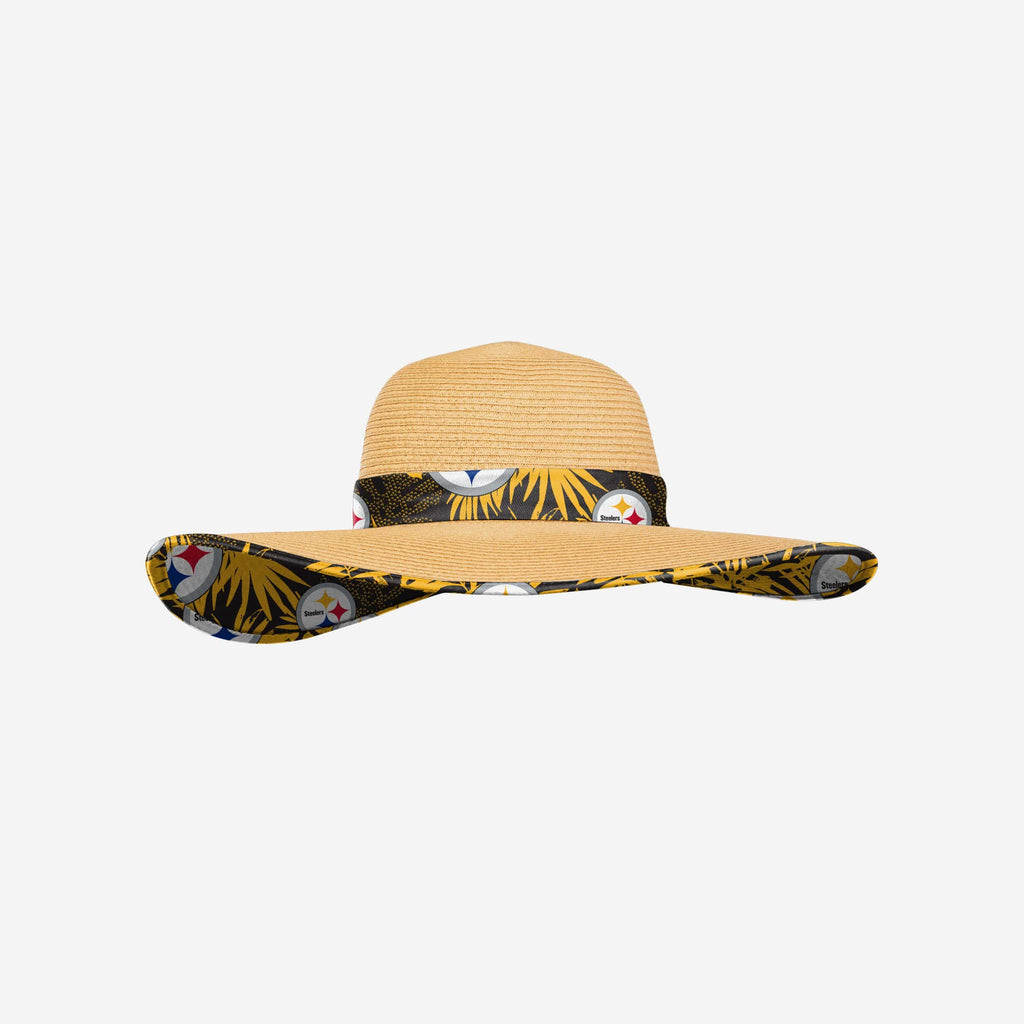 Pittsburgh Steelers Womens Floral Straw Hat FOCO - FOCO.com