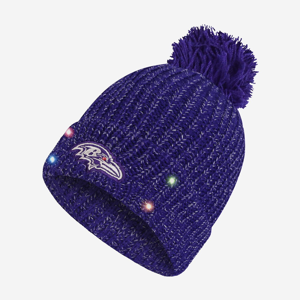 Baltimore Ravens Womens Glitter Knit Light Up Beanie FOCO - FOCO.com