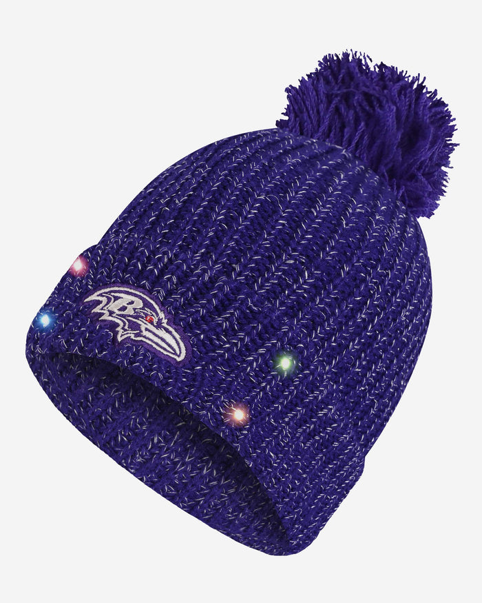 Baltimore Ravens Womens Glitter Knit Light Up Beanie FOCO - FOCO.com