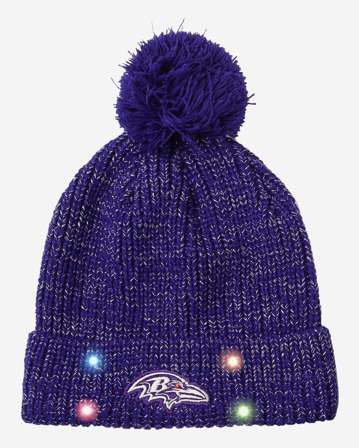 Baltimore Ravens Womens Glitter Knit Light Up Beanie FOCO - FOCO.com