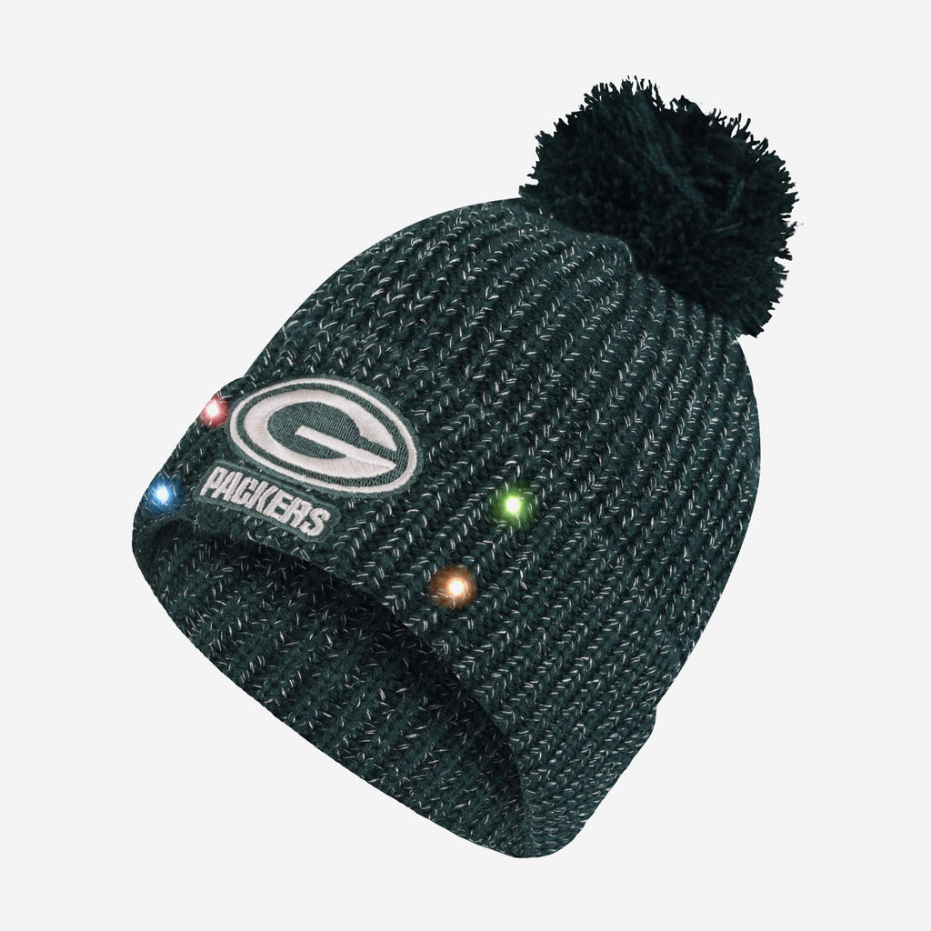 Green Bay Packers Womens Glitter Knit Light Up Beanie FOCO - FOCO.com