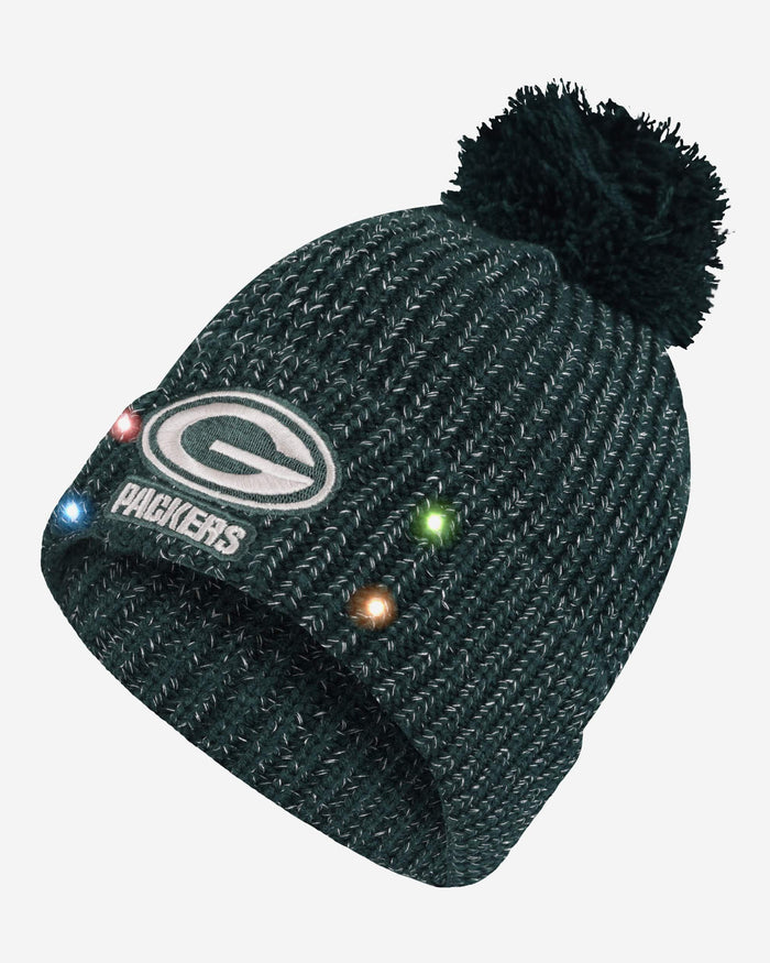 Green Bay Packers Womens Glitter Knit Light Up Beanie FOCO - FOCO.com