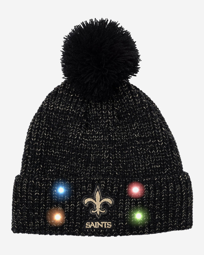 New Orleans Saints Womens Glitter Knit Light Up Beanie FOCO - FOCO.com