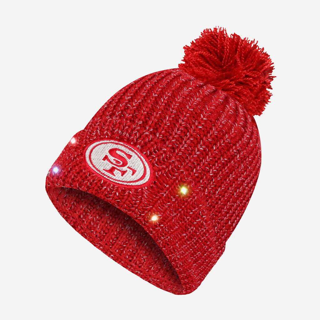 San Francisco 49ers Womens Glitter Knit Light Up Beanie FOCO - FOCO.com