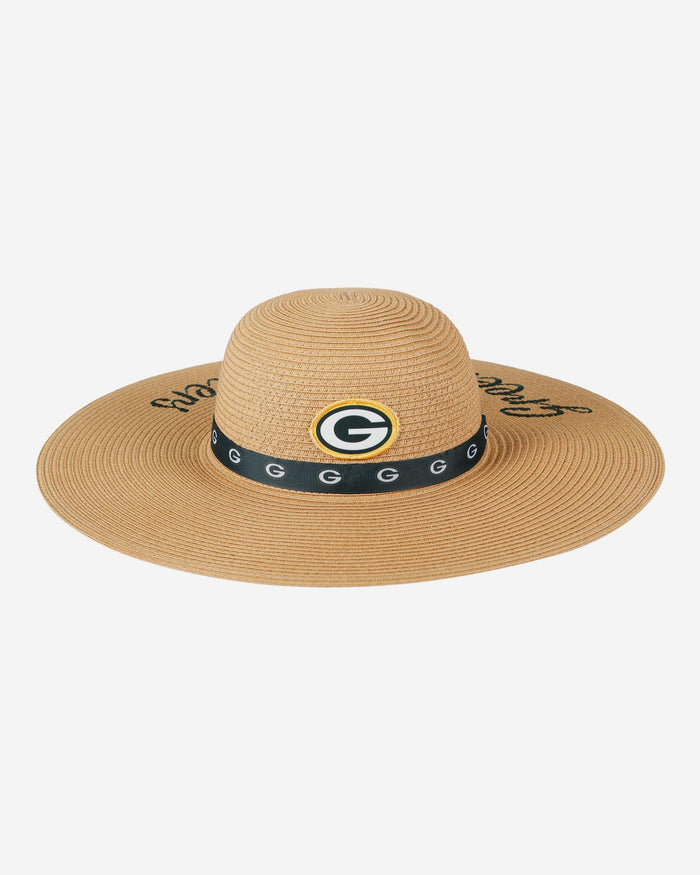Green Bay Packers Womens Wordmark Beach Straw Hat FOCO - FOCO.com