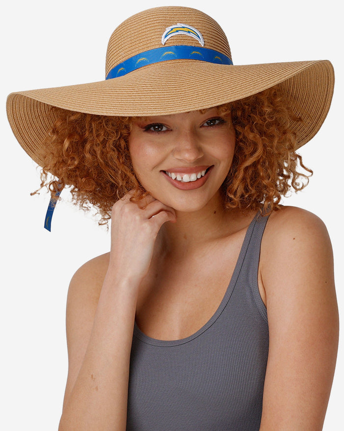 Los Angeles Chargers Womens Wordmark Beach Straw Hat FOCO - FOCO.com
