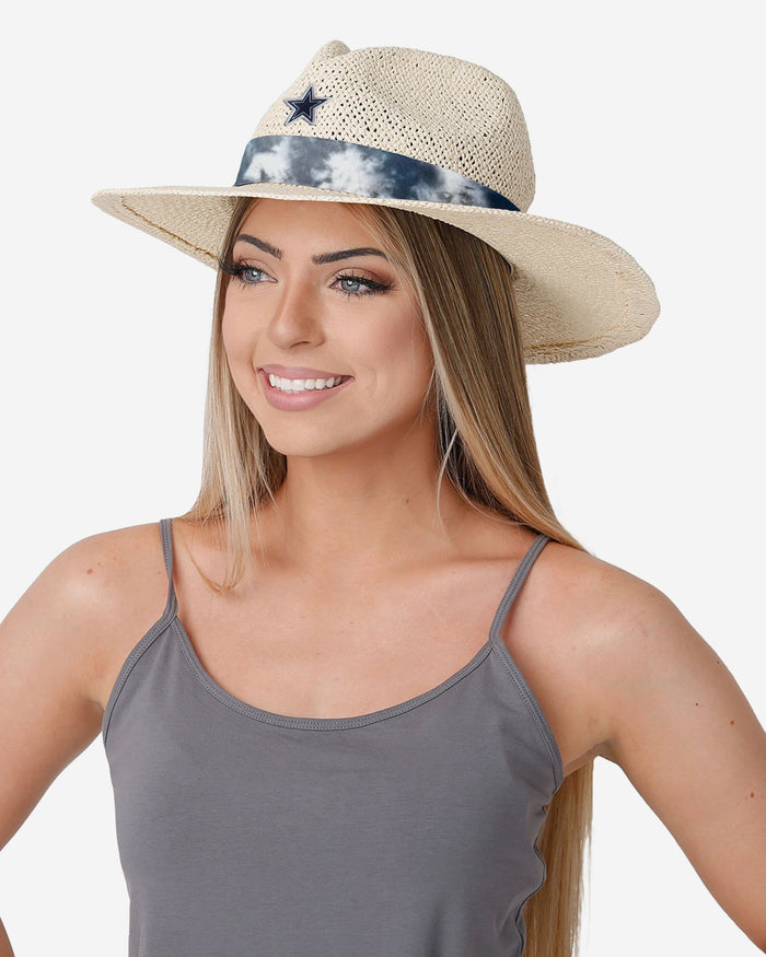 Dallas Cowboys Womens Tie-Dye Ribbon Straw Hat FOCO - FOCO.com