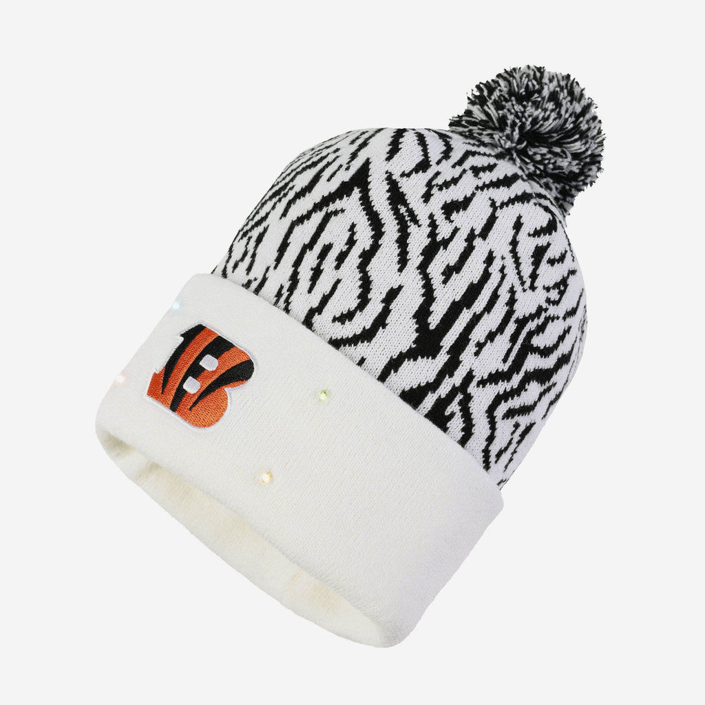 Cincinnati Bengals White Stripe Light Up Beanie FOCO - FOCO.com