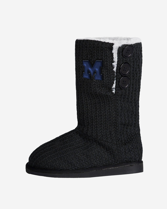 Michigan Wolverines Knit High End Button Boot Slipper FOCO - FOCO.com