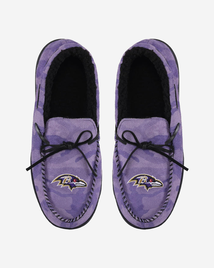 Baltimore Ravens Printed Camo Moccasin Slipper FOCO - FOCO.com