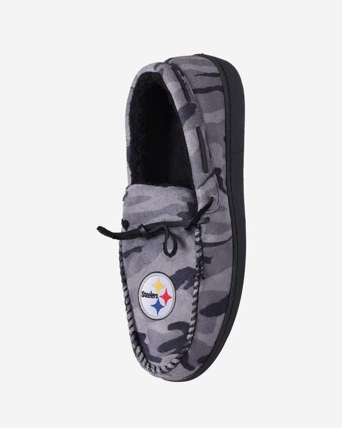 Pittsburgh Steelers Printed Camo Moccasin Slipper FOCO - FOCO.com