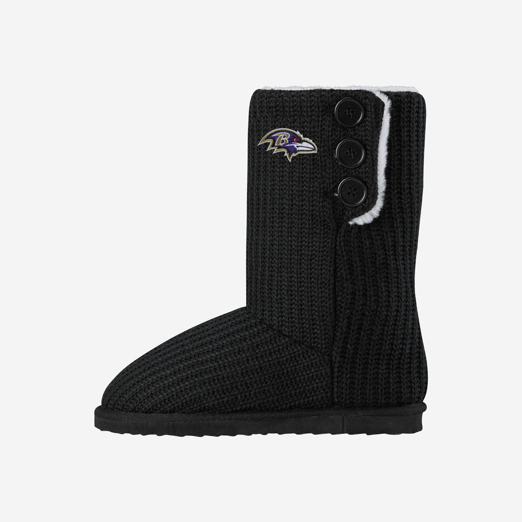 Baltimore Ravens Knit High End Button Boot Slipper FOCO S - FOCO.com
