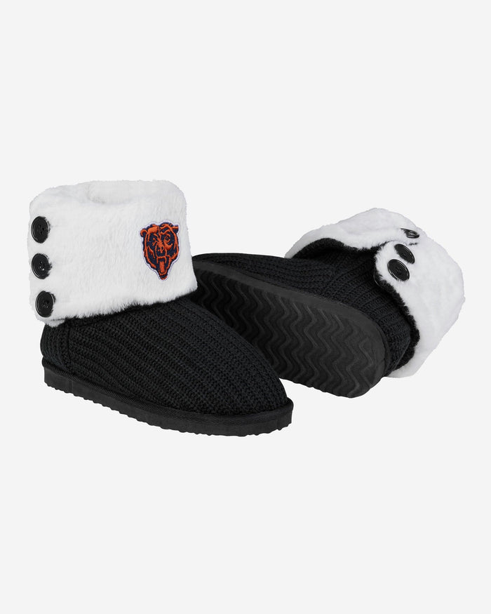 Chicago Bears Knit High End Button Boot Slipper FOCO - FOCO.com