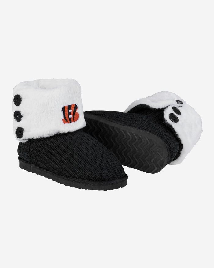 Cincinnati Bengals Knit High End Button Boot Slipper FOCO - FOCO.com