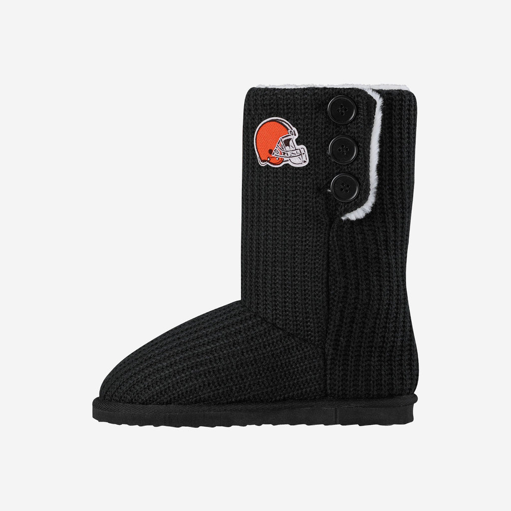 Cleveland Browns Knit High End Button Boot Slipper FOCO S - FOCO.com