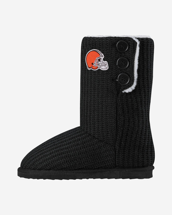 Cleveland Browns Knit High End Button Boot Slipper FOCO S - FOCO.com