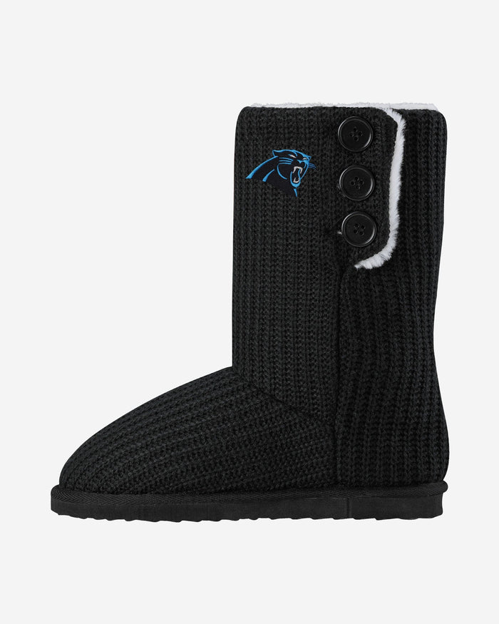 Carolina Panthers Knit High End Button Boot Slipper FOCO S - FOCO.com