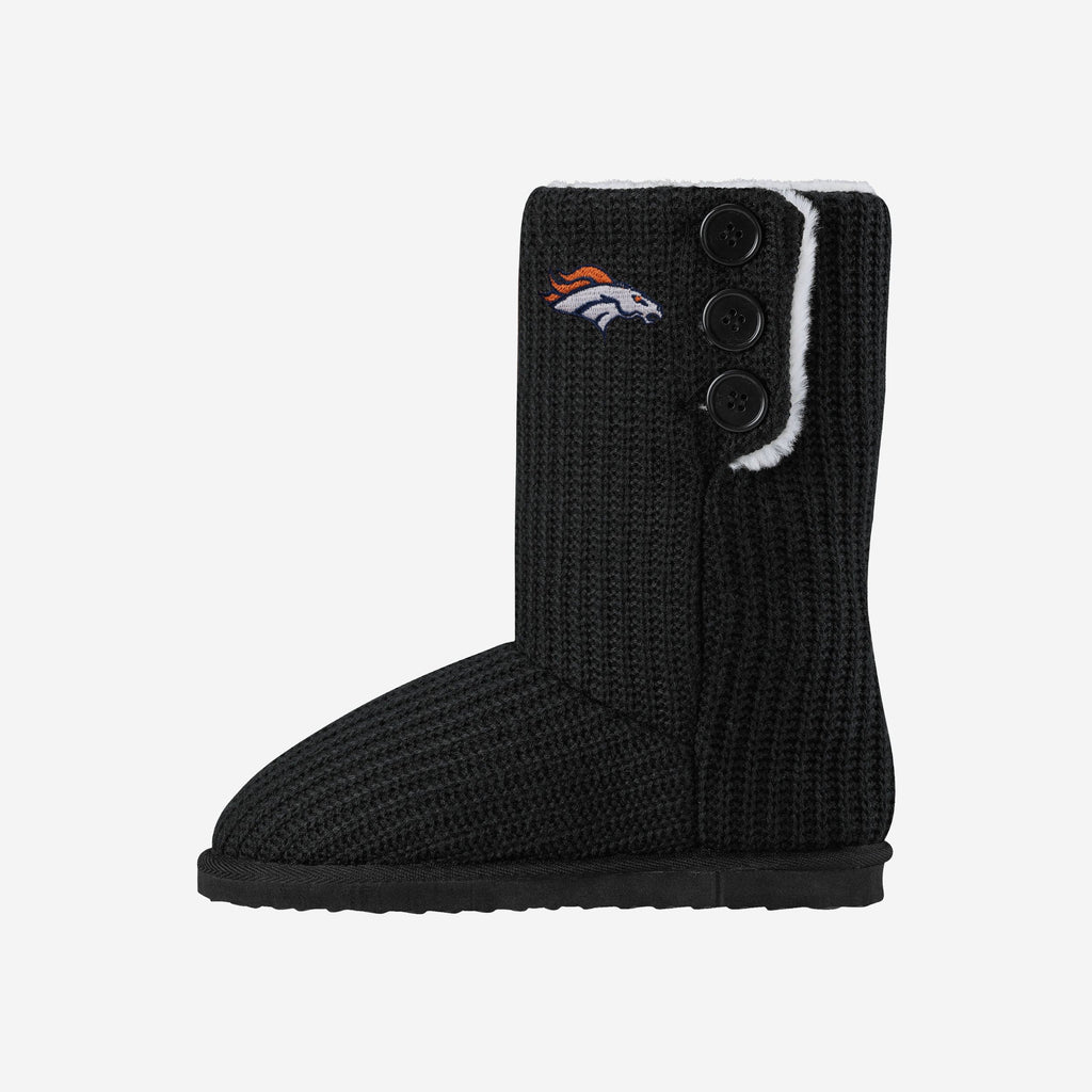 Denver Broncos Knit High End Button Boot Slipper FOCO S - FOCO.com