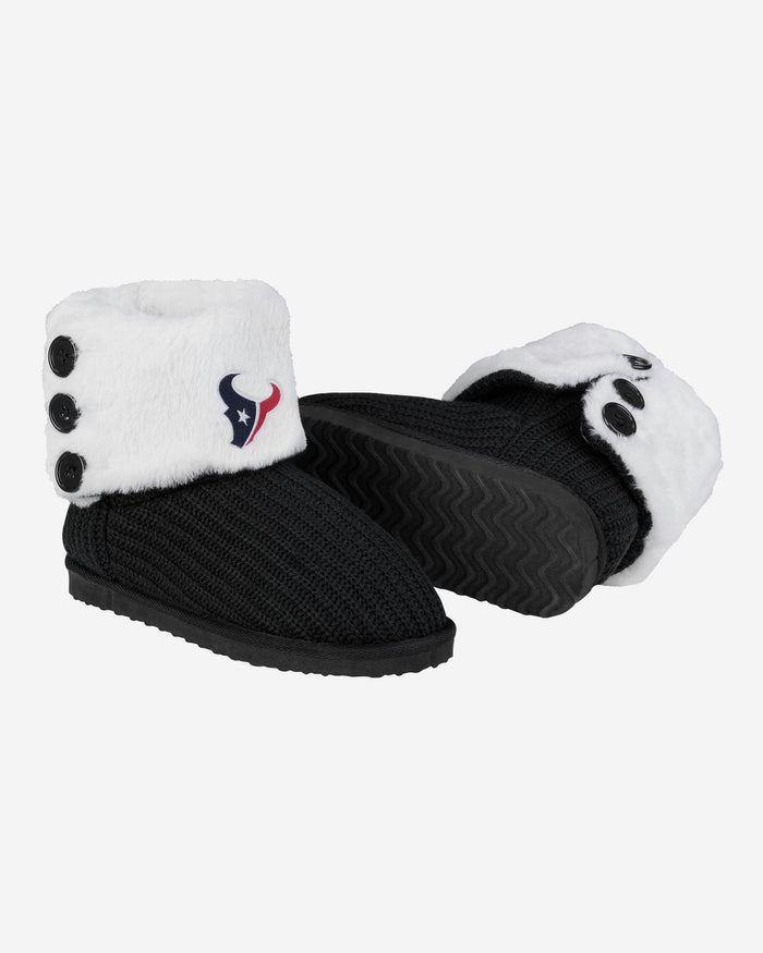 Houston Texans Knit High End Button Boot Slipper FOCO - FOCO.com